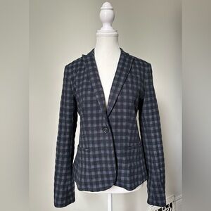 BANANA REPUBLIC Blue Plaid Preppy Boho Classic Fit Blazer Size 2